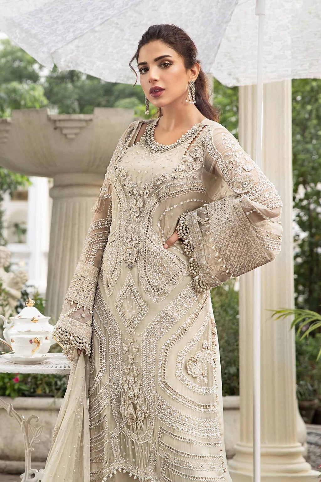 Maria B Chiffon Suit – Luxury Embroidered 3-Piece Unstitched Collection