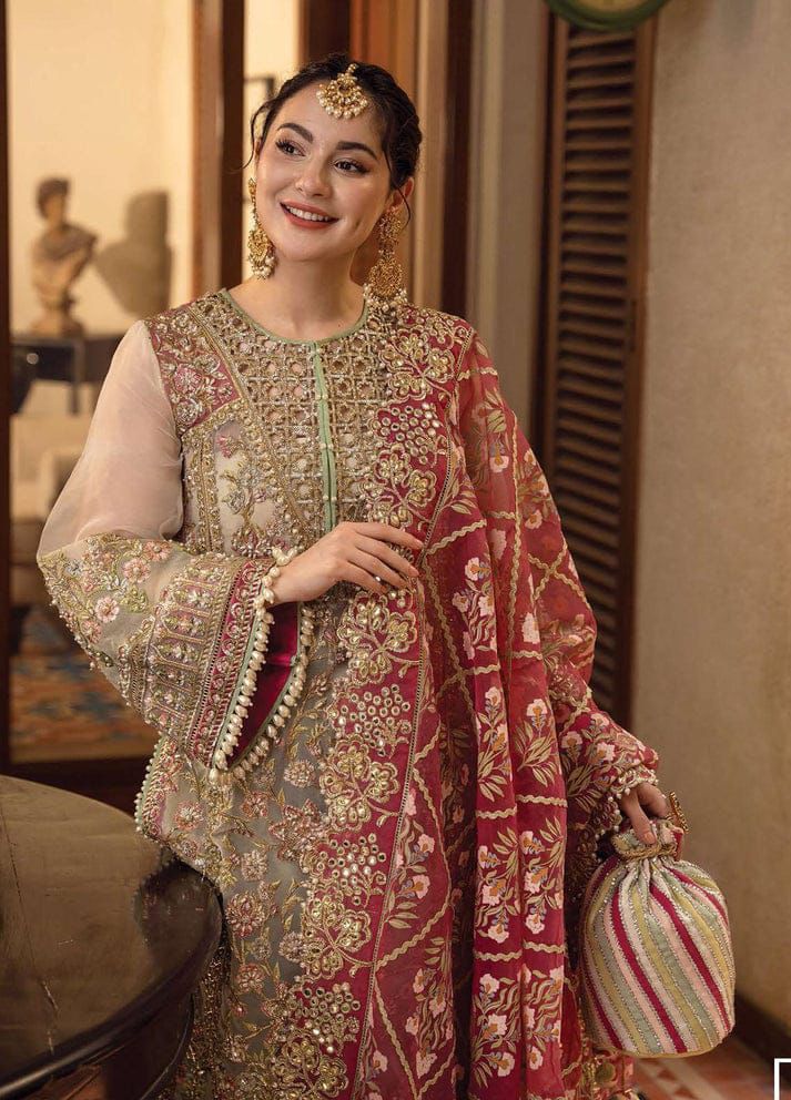 CRIMSON – Luxury Organza Embroidered 3-Piece Suit