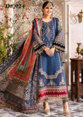MARIA B – Chiffon Embroidered 3-Piece Suit (BLUE)