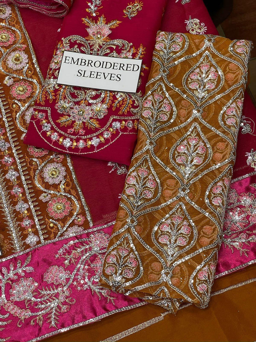 CRIMSON – Chiffon Unstitched Replica 3-Piece Suit