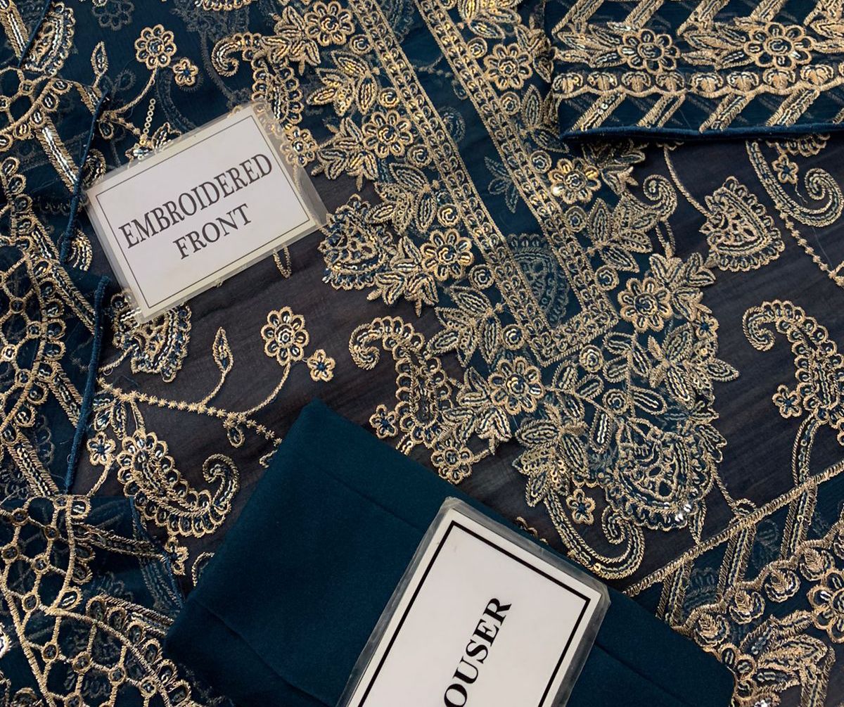 ASIM JOFA – Chiffon Unstitched 3-Piece Suit (BLUE)