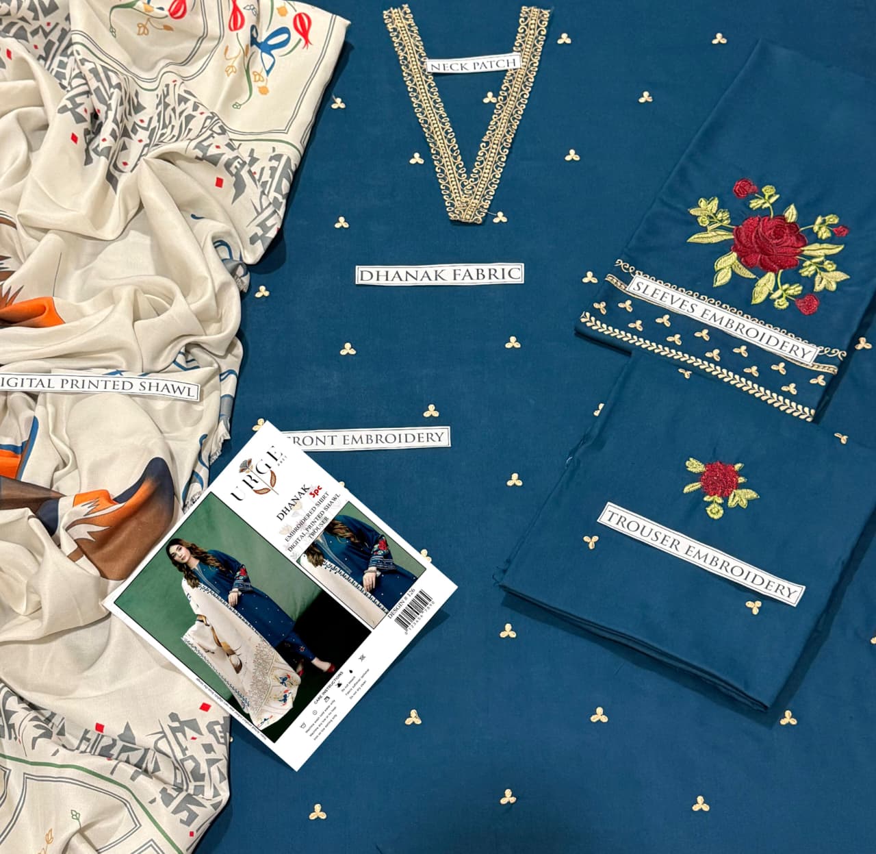 Dhanak 3 Piece Embroidered Suit (Article 37)