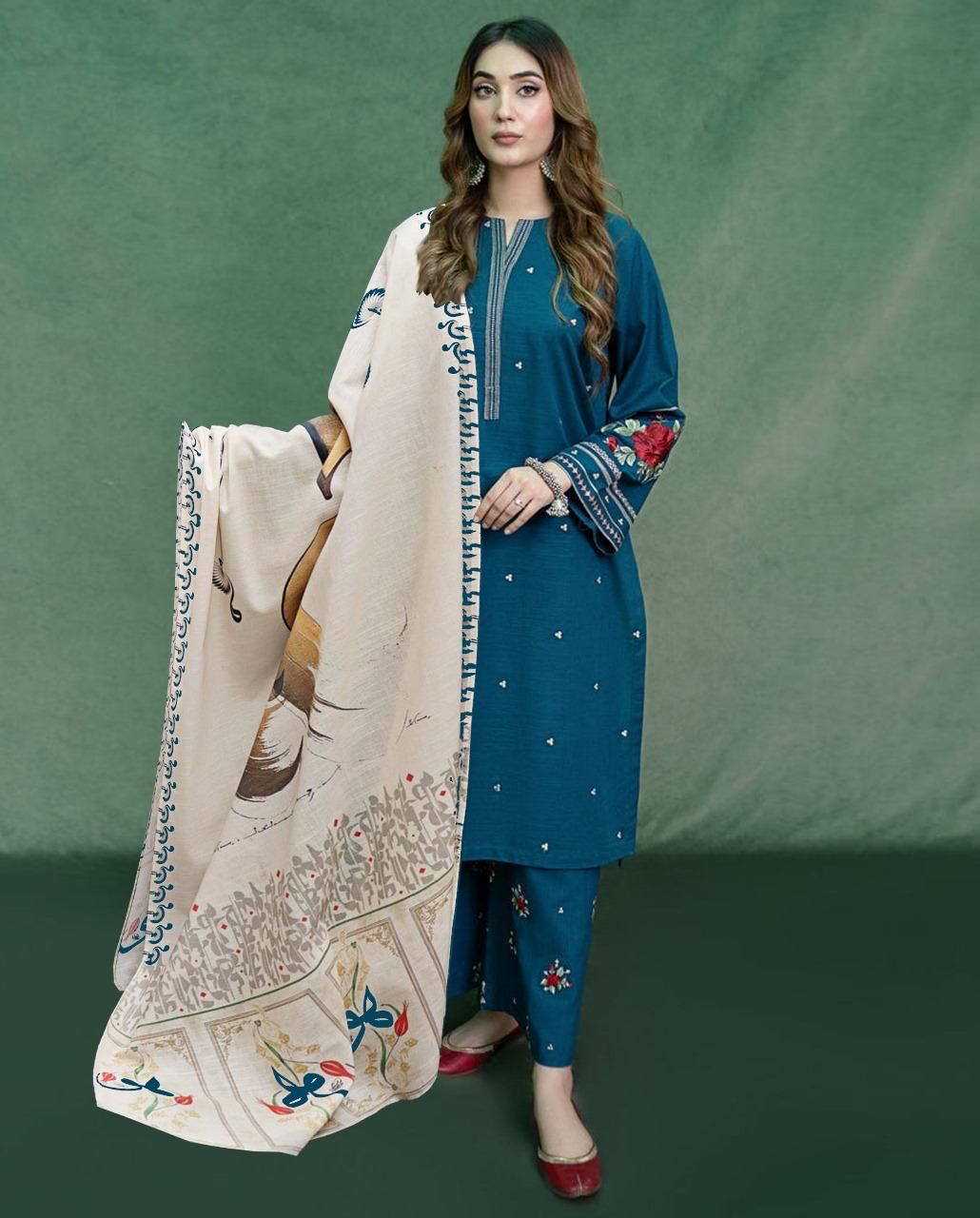 Dhanak 3 Piece Embroidered Suit (Article 37)