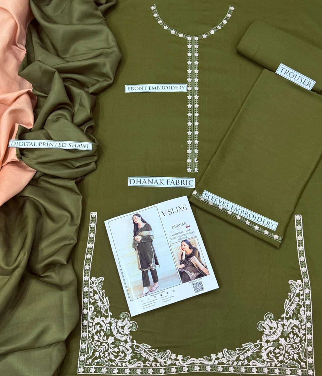 Dhanak 3 Piece Embroidered Suit (Article 38)