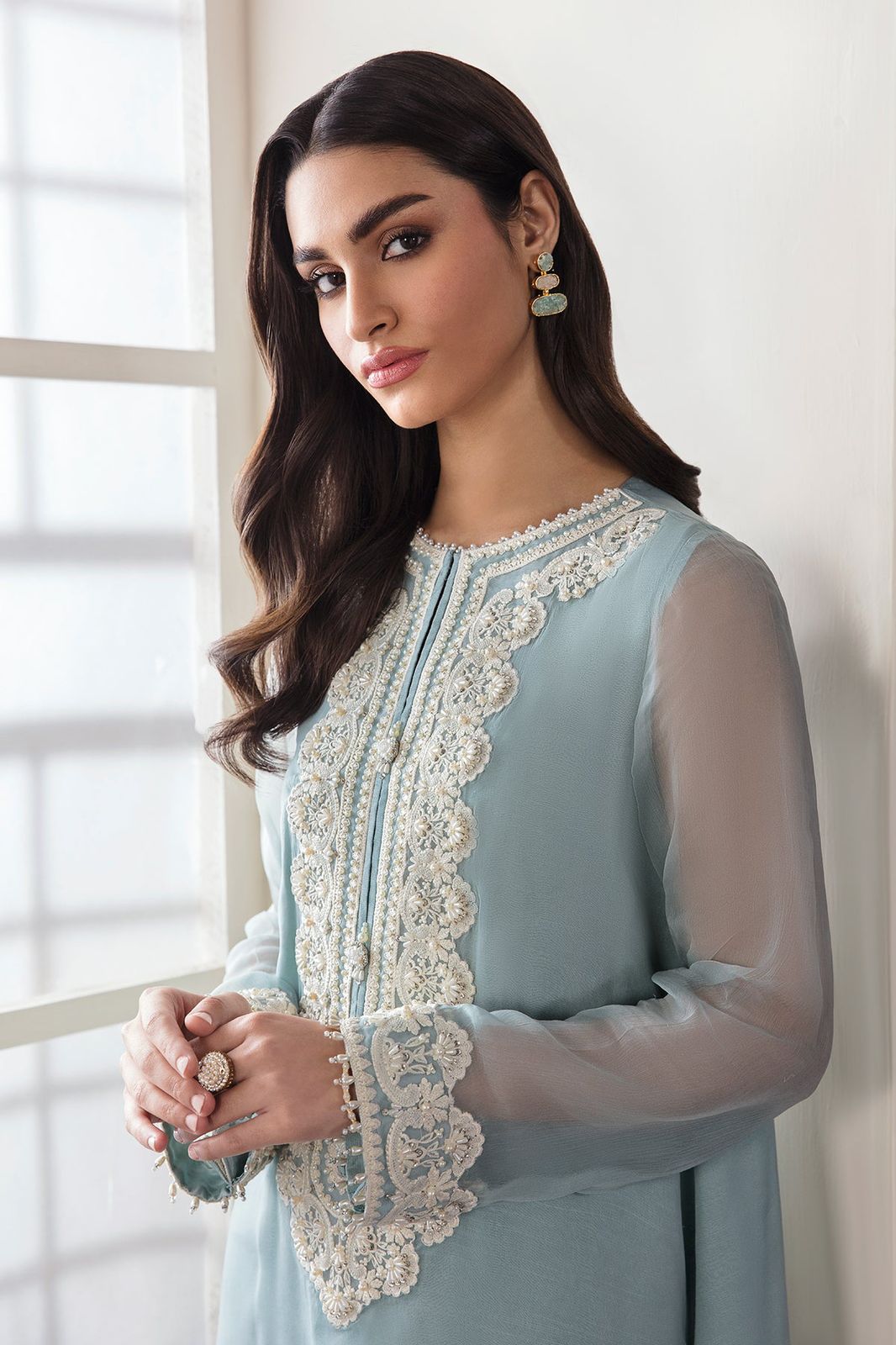 Baroque Luxury Chiffon Embroidered Collection (BLUE)