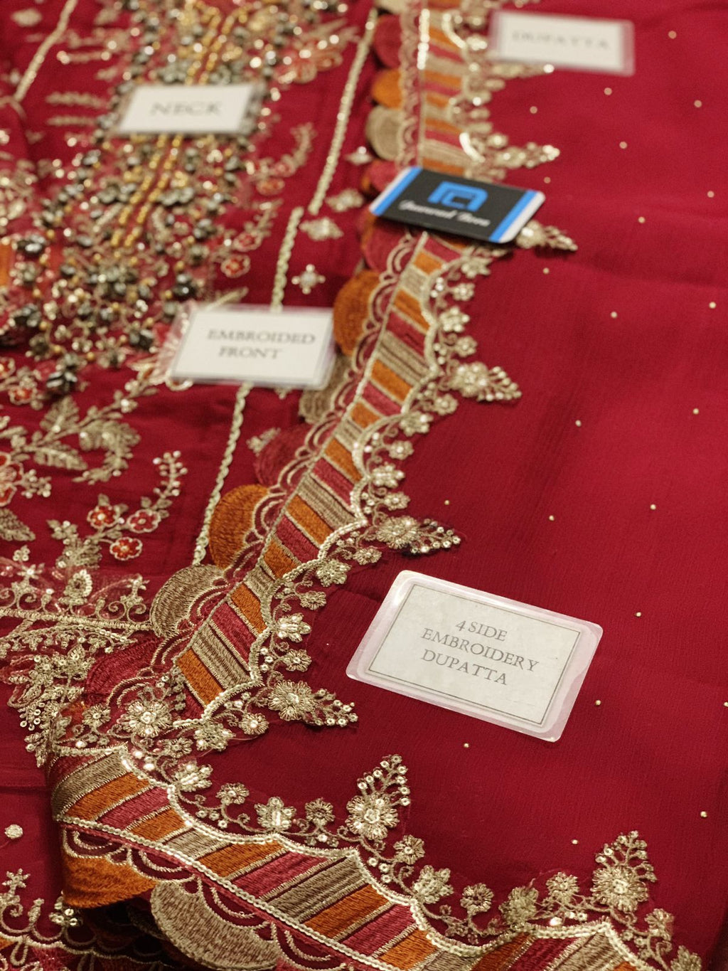 Maria.B 3-Piece Unstitched Suit (RED)