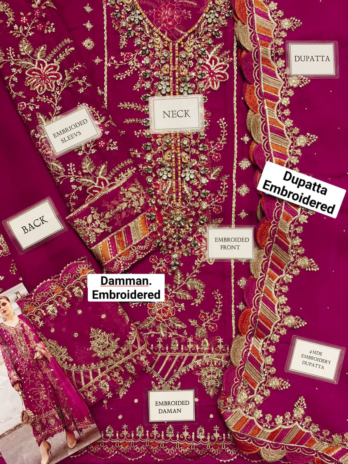 Maria.B 3-Piece Unstitched Suit (PINK)