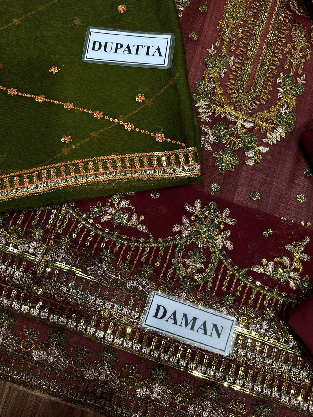 Asim Jofa Chiffon Embroidered Replica (RED)