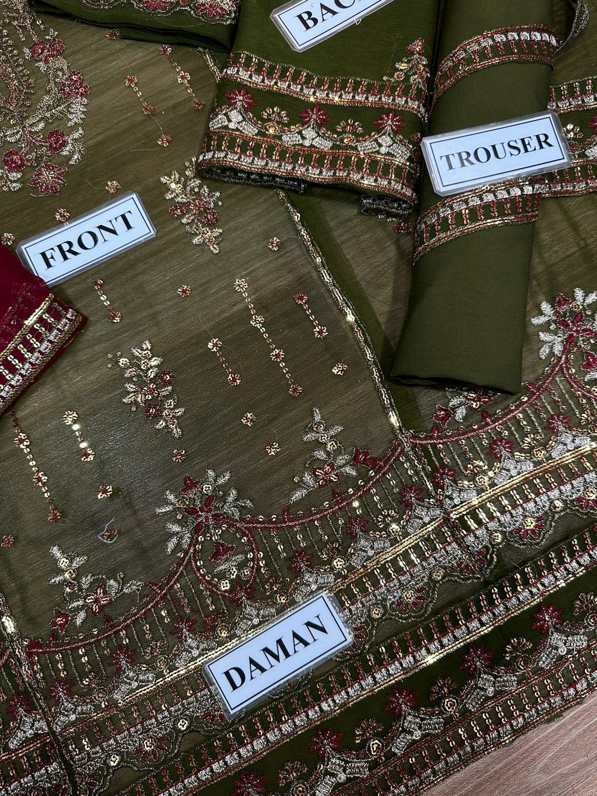 Asim Jofa Chiffon Embroidered Replica (GREEN)