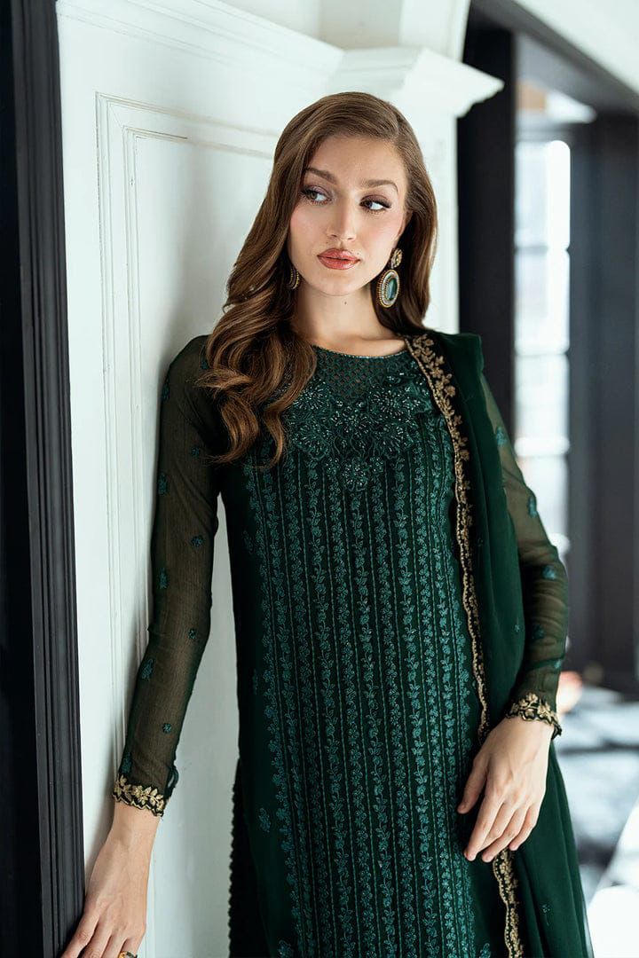 Azure Luxury Chiffon Embroidered – Sequence Work 3-Piece Suit