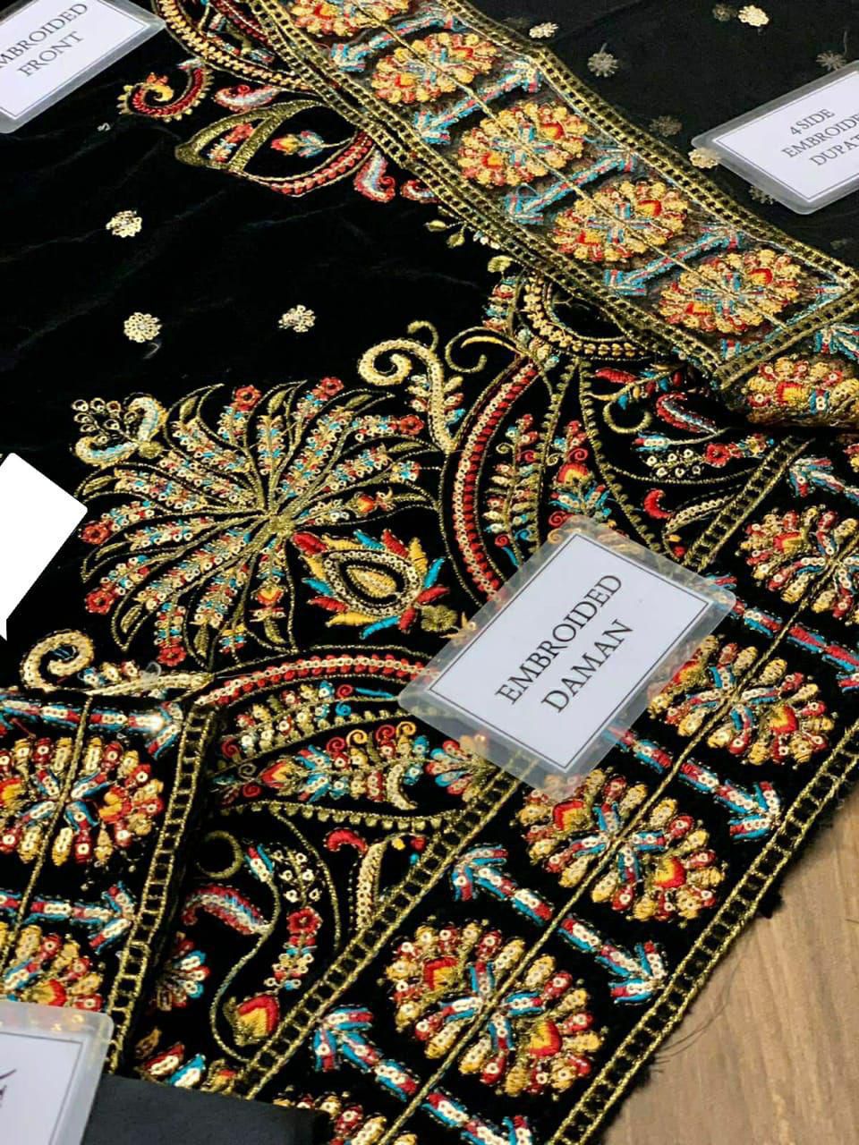 Asim Jofa Velvet Unstitched 3-Piece Suit