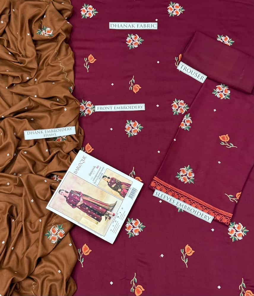 Dhanak 3 Piece Embroidered Suit (Article 2)