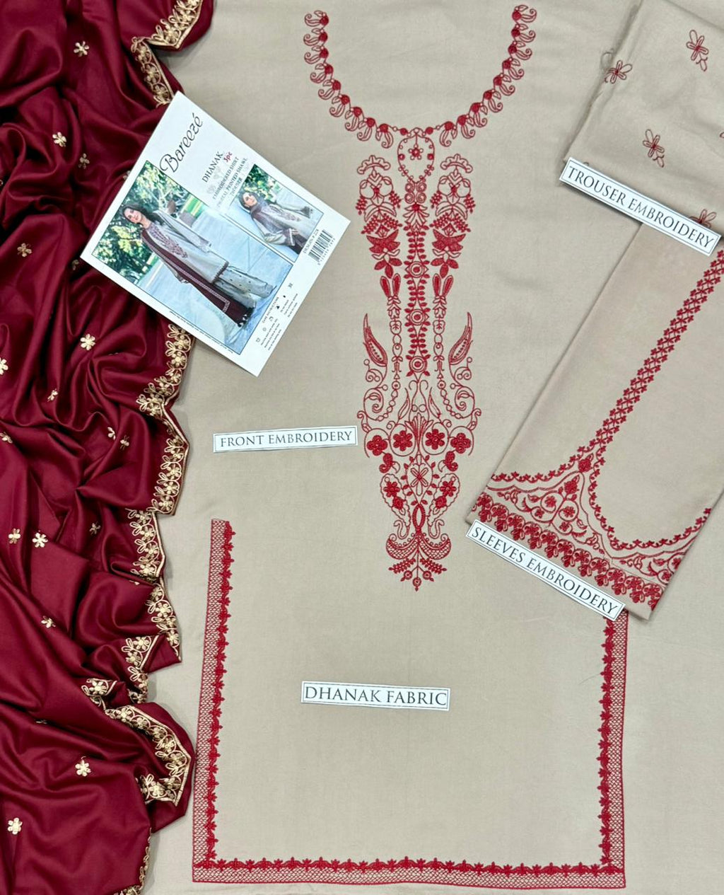 Dhanak 3 Piece Embroidered Suit (Article 5)