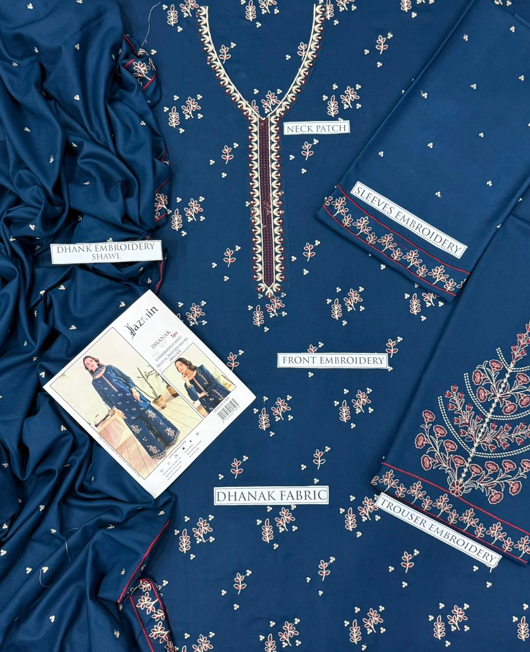 Dhanak 3 Piece Embroidered Suit (Article 9)