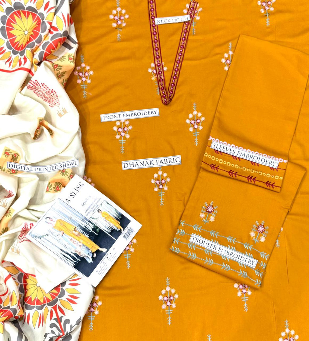 Dhanak 3 Piece Embroidered Suit (Article 18)