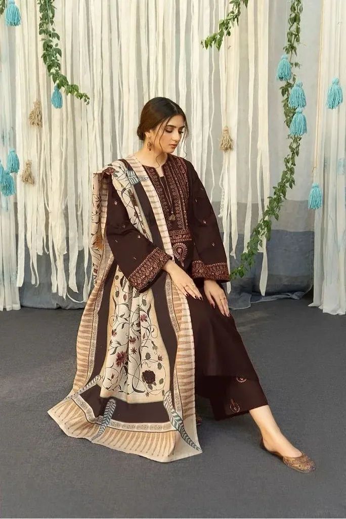 Dhanak 3 Piece Embroidered Suit (Article 23)