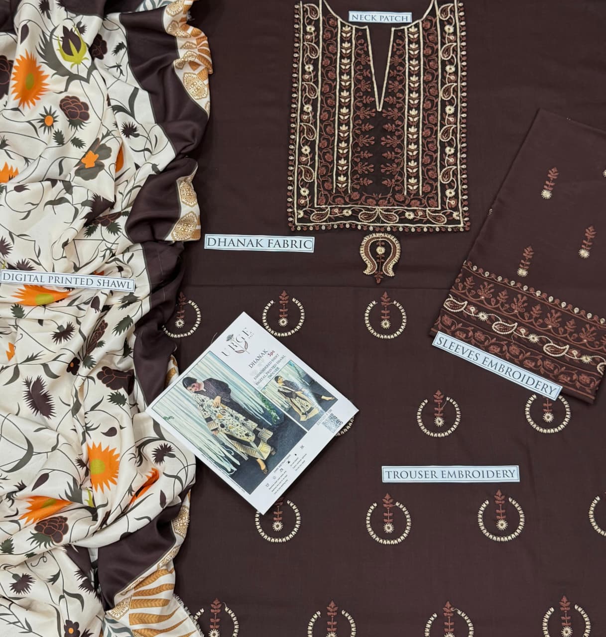 Dhanak 3 Piece Embroidered Suit (Article 23)