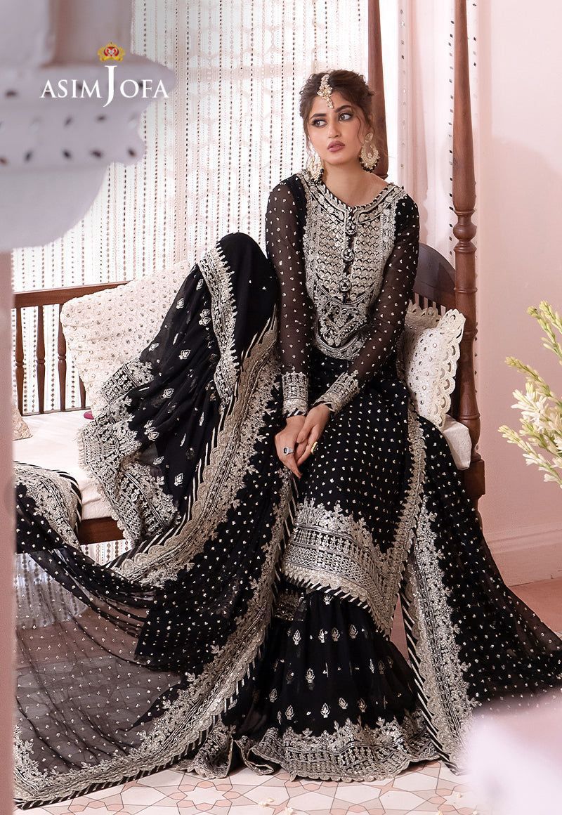 Asim Jofa-Luxury Embroidered Chiffon 3-Piece Suit