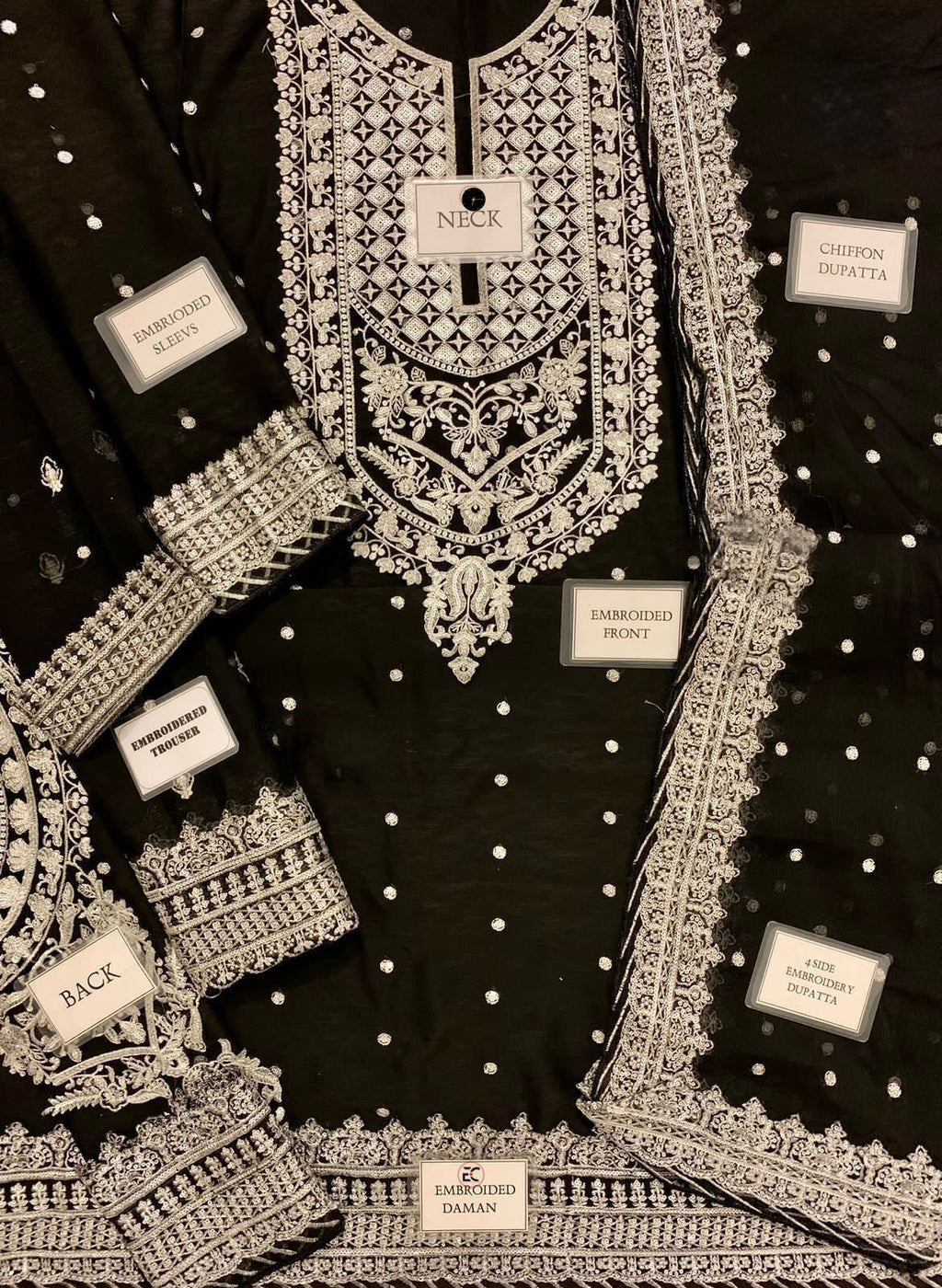 Asim Jofa-Luxury Embroidered Chiffon 3-Piece Suit